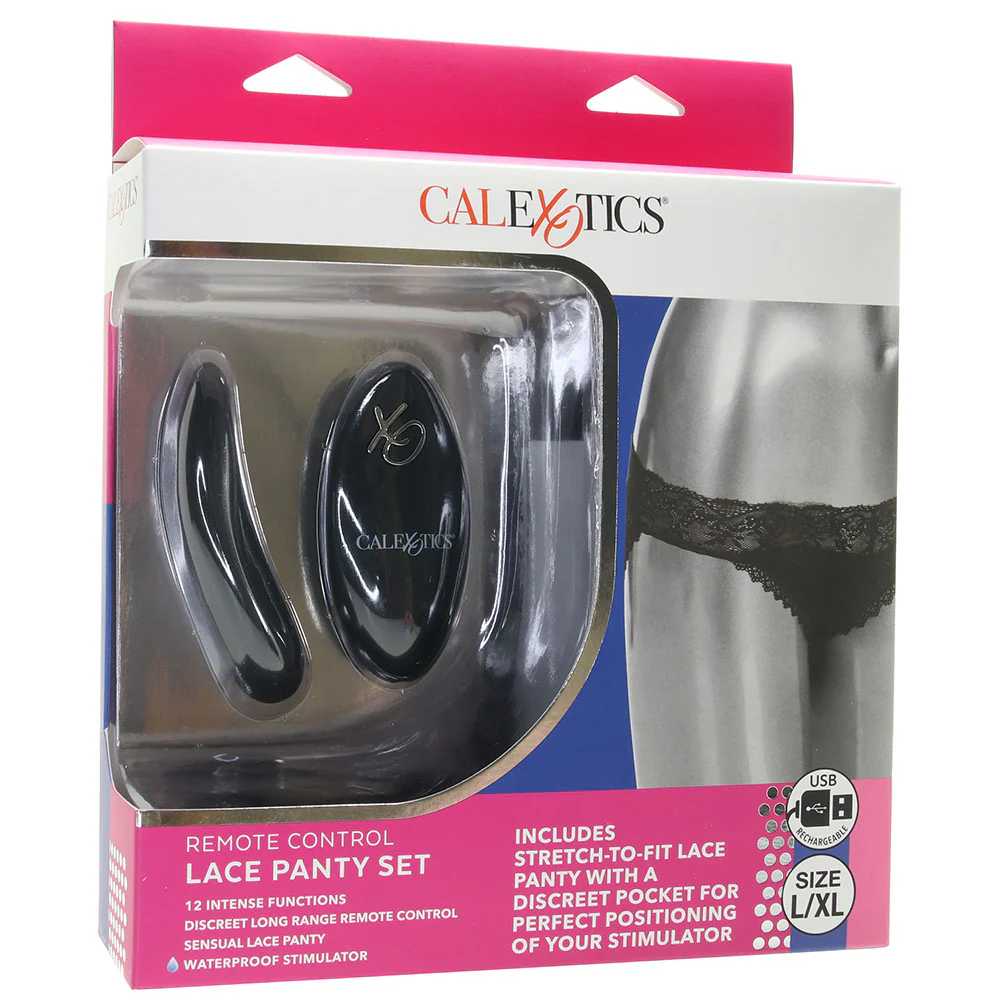 Remote Control Black Lace Panty & Vibe Set in L/XL