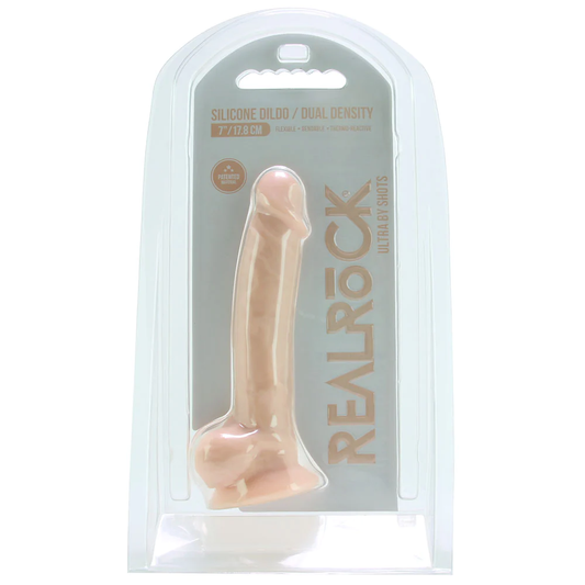 RealRock 7" Silicone Dildo with Balls in Flesh