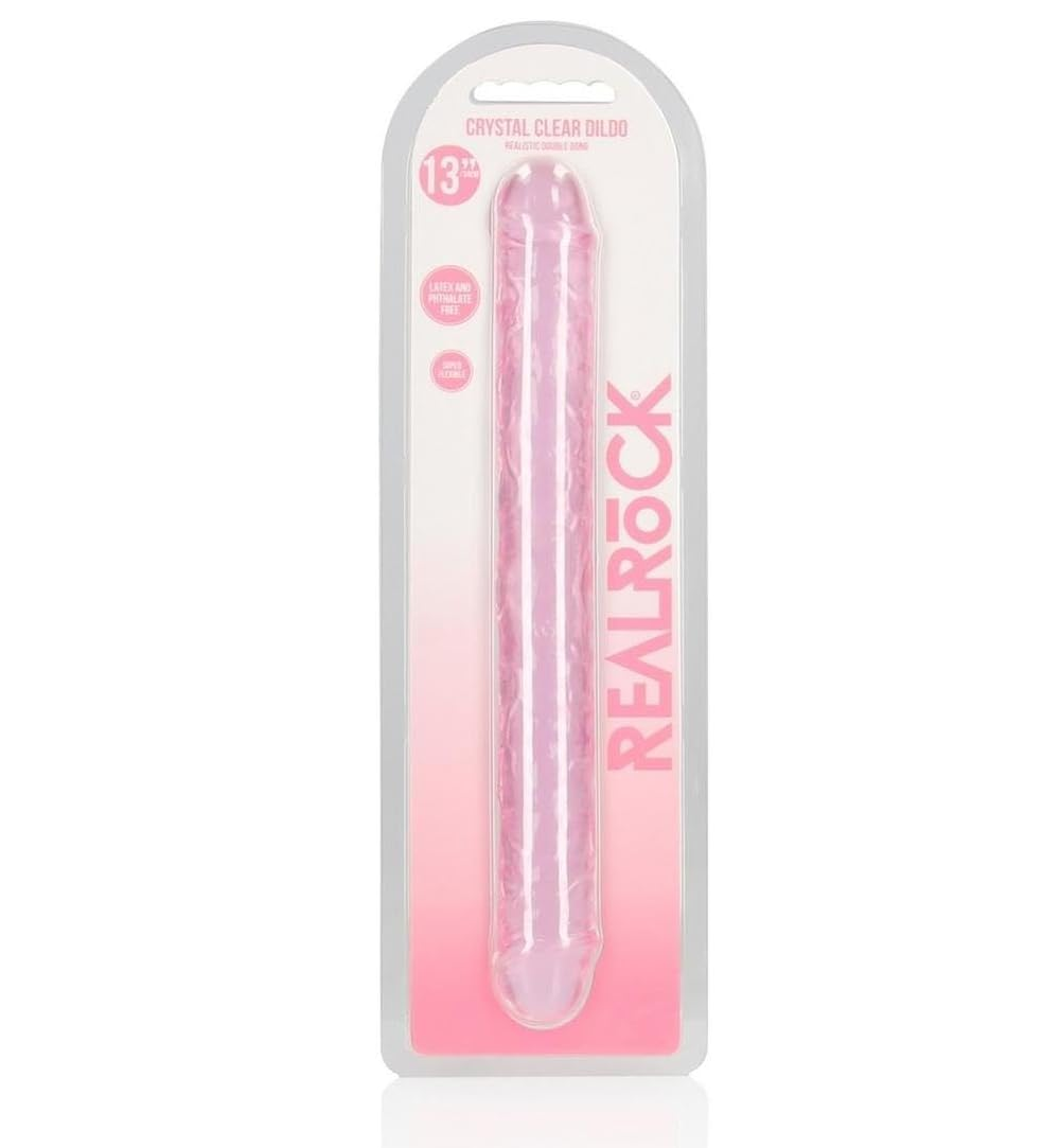 Realrock Crystal Clear Dbl Dong 13 Pink