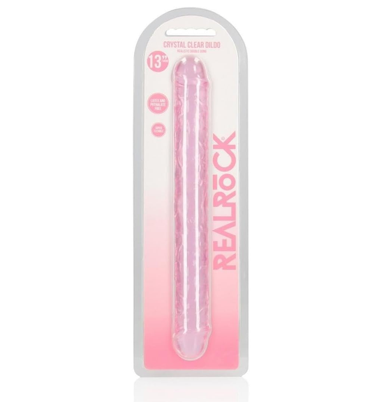 Realrock Crystal Clear Dbl Dong 13 Pink