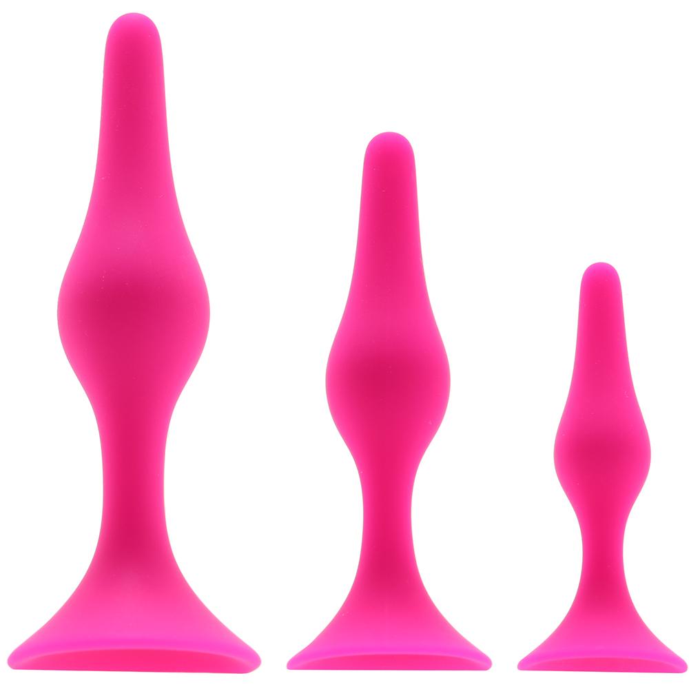 Luxe Beginner Silicone Butt Plug Kit in Pink - Sex Toys Vancouver Same Day Delivery